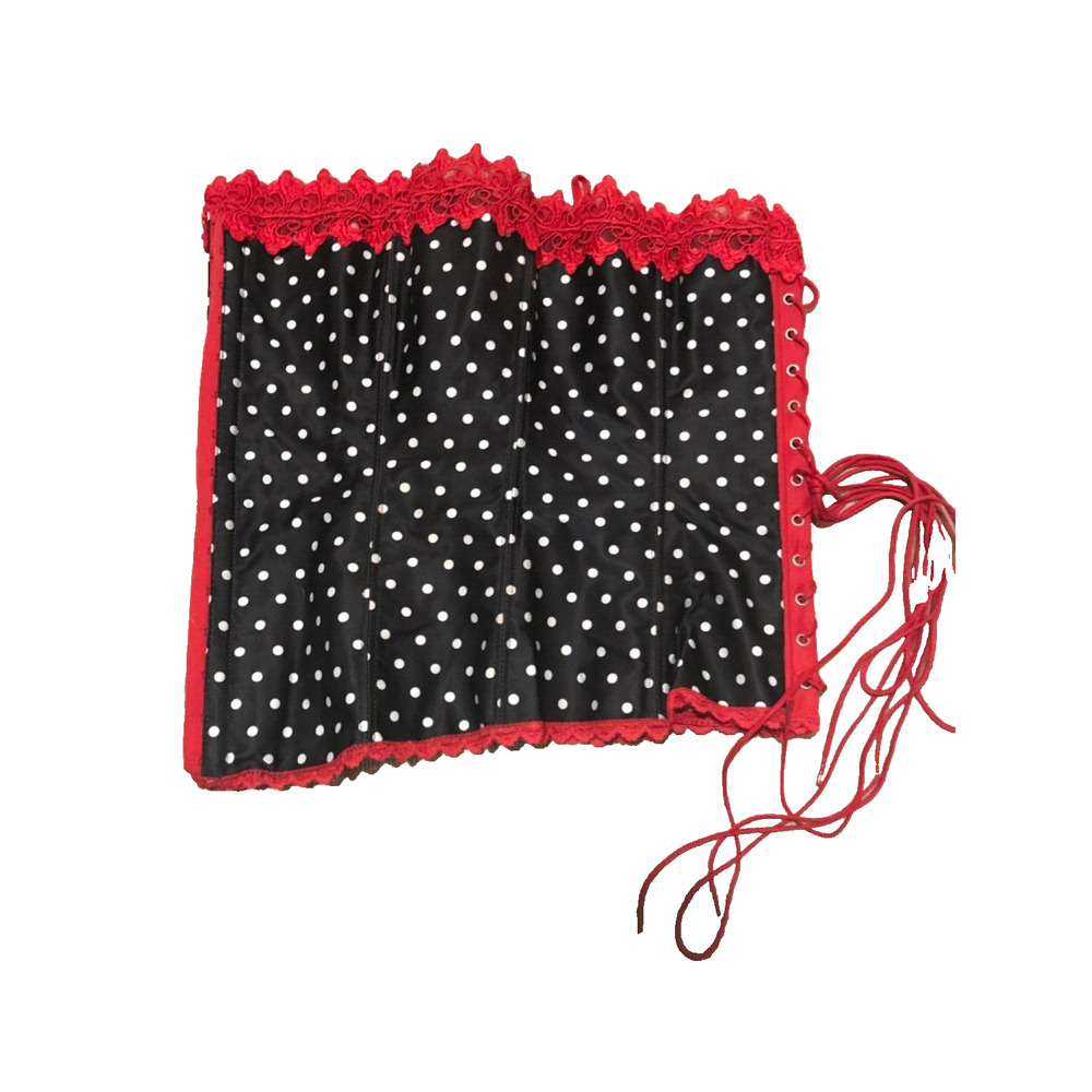 Fredericks of Hollywood Corset Polka Dot Blk/Wht w/ red border Size 36 (M)
